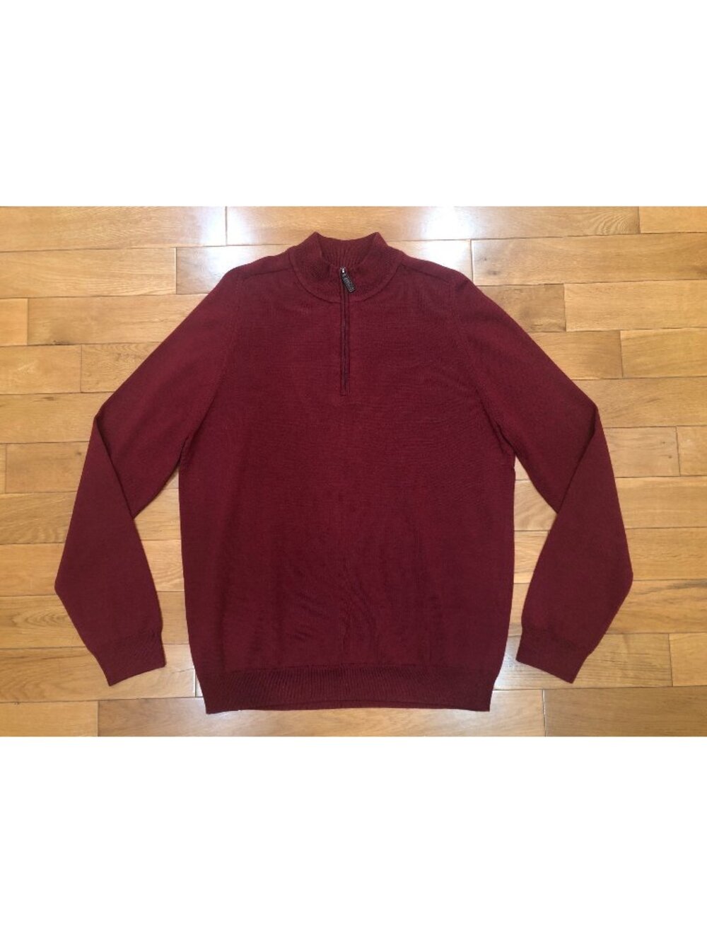 Nordstrom Men’s L Tall Extra Fine Merino Wool 1/4 Zip Sweater Burgundy Maroon